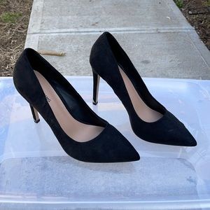 Black “suede” pumps
